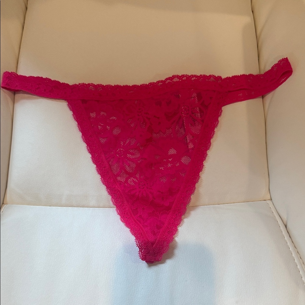 Victoria's Secret Fuchsia Lace Thong